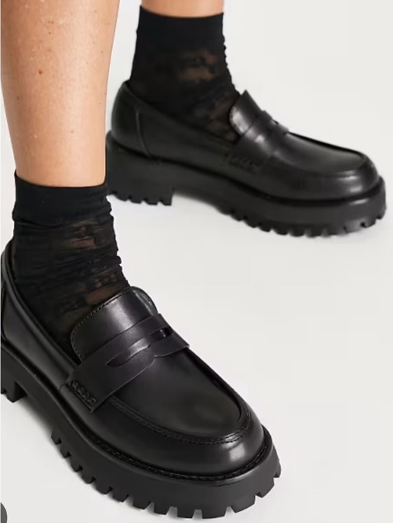 Urban Outfitters Shoes - Urban Outfitters Black Lug-Sole Penny Loafers